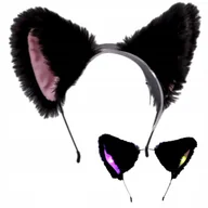 Ozdoby do włosów - ŚWIECĄCE LED KOCIE USZY FUTRZANE OPASKA NA GŁOWĘ COSPLAY ANIME - miniaturka - grafika 1