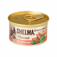 Mokra karma dla kotów - Bogaty w łososia ze szpinakiem i rozmarynem mus dla dorosłych kotów Shelma 85g - miniaturka - grafika 1