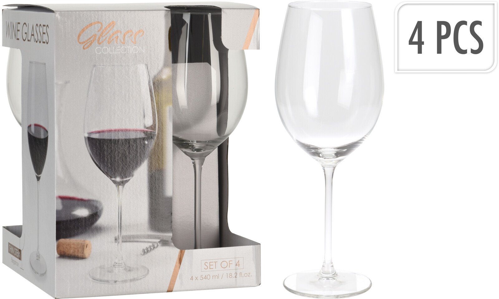 Kieliszki do czerwonego wina 540 ml, zestaw 4 sztuk