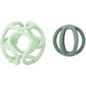 Gryzaki dla dzieci - NATTOU Teether Silicone Ball 2 in 1 gryzak Mint 4 m+ 2 szt. - miniaturka - grafika 1