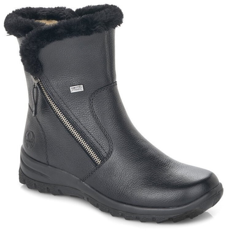 Botki damskie Rieker Z7181-00 zimowe skórzane ocieplane wełną czarne-37