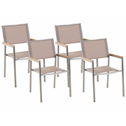 Fotele i krzesła ogrodowe - Lumarko Zestaw 4 Krzeseł Ogrodowych Beżowy Grosseto - miniaturka - grafika 1