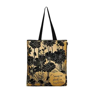 Eco Right Aesthetic Canvas Tote Bag dla kobiet, urocza, modna i wielokrotnego użytku, bawełniana torba do szkoły, na zakupy, siłownię, bibliotekę i plażę, idealna na groceries, Kwiat czarny zestaw 20 - Torebki damskie - miniaturka - grafika 1