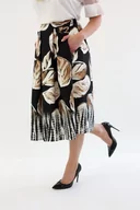 Spódnice - Elegancka spódnica z zakładkami Paola Czarno-beżowa UNI - miniaturka - grafika 1