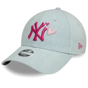 Czapka z daszkiem NEW ERA NYY Womens Denim Icon 9FORTY Cap zielona - Czapki damskie - miniaturka - grafika 1
