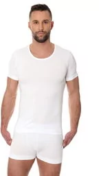 Bezszwowa koszulka męska Brubeck Comfort Cotton SS00990 biała - Koszulki męskie - miniaturka - grafika 1