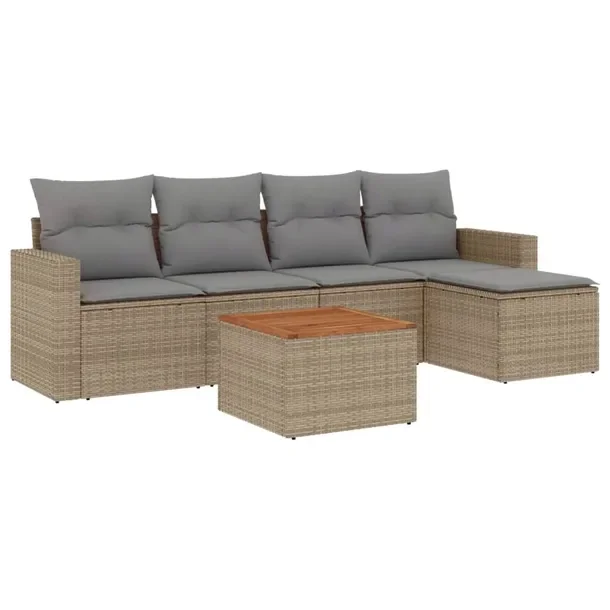 Zestaw wypoczynkowy z rattanem PE, beżowy, wymiary: 65,5 x 62 x 69 cm