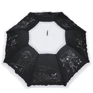 Parasole - Parasol damski automat z falbanką - Paryżanka czarno-biały - miniaturka - grafika 1