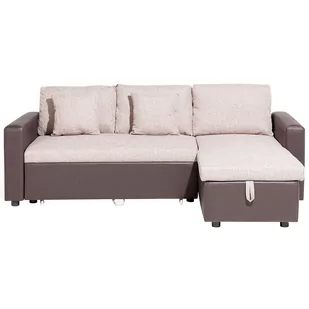 Beliani Sofa narożna lewostronna tapicerowana beżowa z funkcją spania TAMPERE - Narożniki - miniaturka - grafika 1