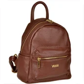 Plecaki - VEZZE Plecak damski brąz koniak ze skóry naturalnej z zamkiem - miniaturka - grafika 1
