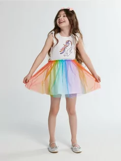 Sukienki i spódniczki dla dziewczynek - Sinsay - Sukienka z tiulem - biały - grafika 1
