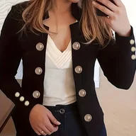 Kurtki damskie - TEMU Wiosenna i Jesienna Modna Jednokolorowa Damska Kurtka z Długim Rękawem Casual - miniaturka - grafika 1