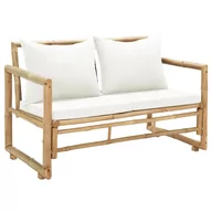 Sofy ogrodowe - vidaXL 2-osobowa sofa ogrodowa z poduszkami bambus 43157 - miniaturka - grafika 1