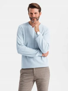 Sweter męski ze strukturalnej dzianiny błękitny V2 OM-SWSW-0142 XXL - Swetry męskie - miniaturka - grafika 1