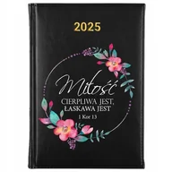 Notesy i bloczki - KALENDARZ TEMINARZ PLANER CZARNY Dzienny A5 2025 CYTATY RELIGIJNE WZORY - miniaturka - grafika 1