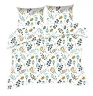 Pościel - Extrapościel Pościel bawełniana 160x200 613N biała niebieskie kwiatki gałązki Classic E24 - miniaturka - grafika 1