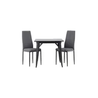Stoły z krzesłami - Tempe zestaw do jadalni stół czarny oraz 2 Petra krzesła szary. - miniaturka - grafika 1