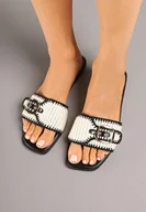 Klapki i japonki damskie - Czarne Szydełkowe Klapki z Paskiem z Klamerką Redanice - miniaturka - grafika 1