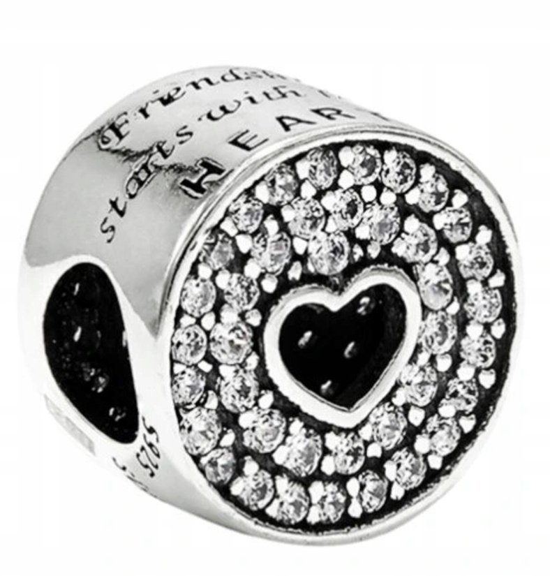 Charms cyrkonie Serduszko serce srebro 925