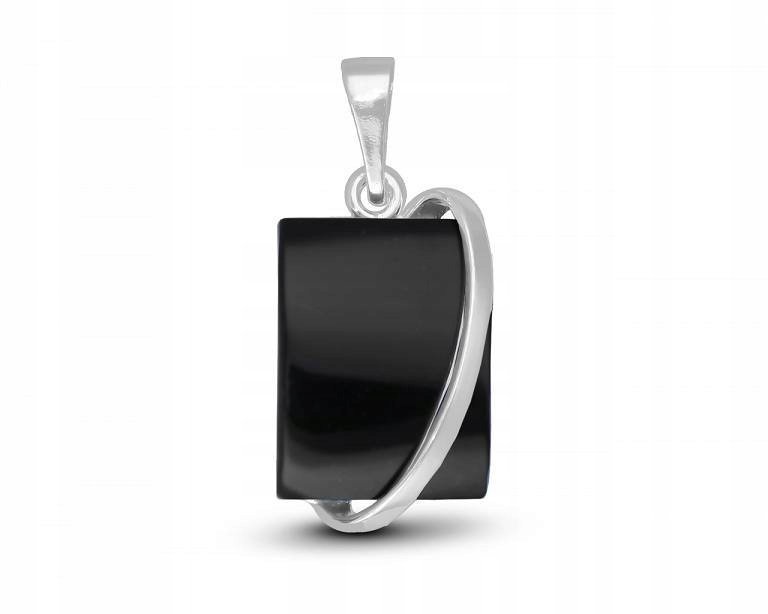 Zawieszka Srebrna 925 Czarny Onyks Damski Duży Wisiorek