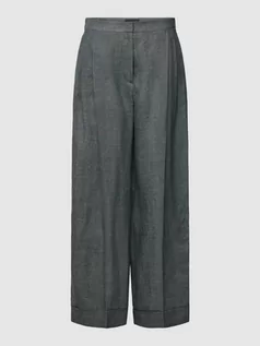 Spodnie damskie - Spodnie lniane o kroju baggy fit w kant - grafika 1