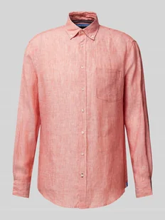 Koszula lniana o kroju regular fit z kołnierzykiem typu button down - Koszule męskie - miniaturka - grafika 1