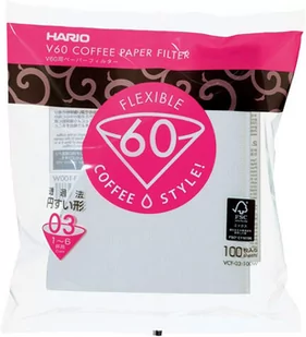 Hario Filtry papierowe Hario do dripa V60-03 100 sztuk VCF-03-100W - Akcesoria i części do ekspresów do kawy - miniaturka - grafika 3