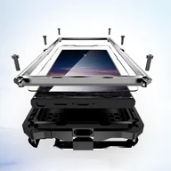 Etui i futerały do telefonów - Wytrzymałe metalowe etui na telefon klasy wojskowej do wbudowanej ochrony obiektywu ekranu Samsung Galaxy S24 Ultra Srebro - miniaturka - grafika 1