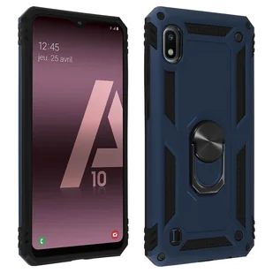 Samsung Galaxy A10 Etui Bi Material Sztywne Miękkie Magnetyczne Podstawka z Pierścieniem Ciemnoniebieskie - Etui i futerały do telefonów - miniaturka - grafika 1