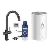 Baterie kuchenne - Bateria stojąca i bojler w rozmiarze M GROHE Red Duo aksamitna czerń 30083KS1 - miniaturka - grafika 1