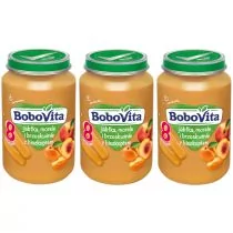 BoboVita Jabłka morele i brzoskwinie z biszkoptem po 8 miesiącu Zestaw 3 x 190 g - Desery dla dzieci - miniaturka - grafika 1