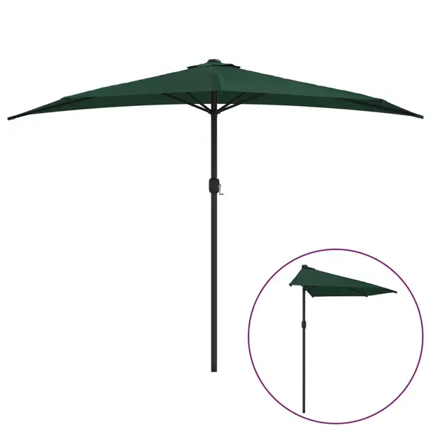 Półokrągły Parasol Balkonowy UV, 300x155x223 cm, Zielony