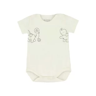 Body niemowlęce z krótkim rękawem, ecru, słonie, Kanz - Body dla niemowląt - miniaturka - grafika 1