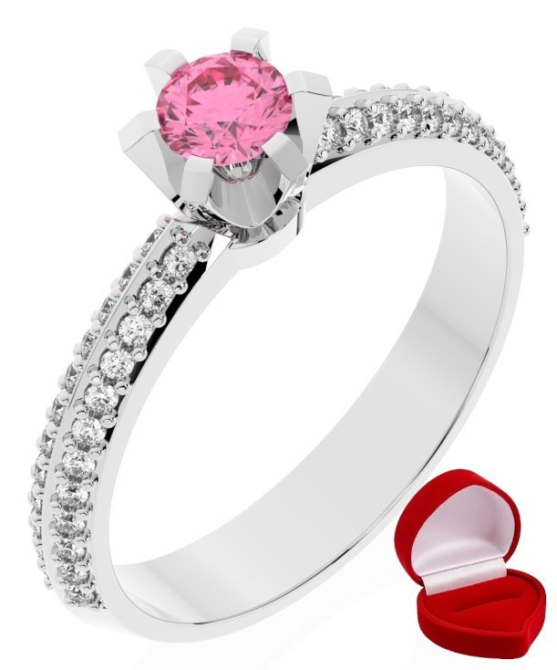 ZŁOTY PIERŚCIONEK ZARĘCZYNOWY 585 14k SZAFIR 0,19 ct BIAŁE ZŁOTO R12