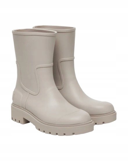 CALVIN KLEIN BEŻOWE KALOSZE Z GRUBĄ PODESZWĄ I GŁADKIE 38 T6A