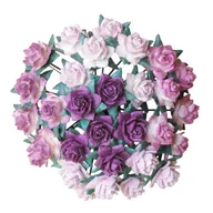 Zabawki kreatywne - Kwiaty RÓŻE papierowe STAR miks liliowy 12mm - 50 szt - miniaturka - grafika 1