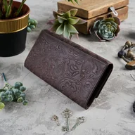 Portfele - Skórzany portfel damski brązowy Paolo Peruzzi IN-35-BR - miniaturka - grafika 1