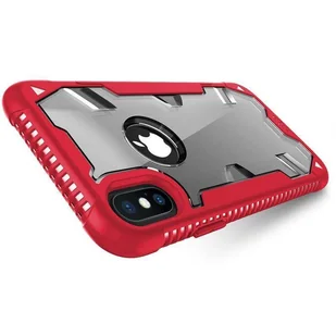 Zizo Proton Case Pancerne etui iPhone X ze szkłem 9H na ekran (Crimson Red/Trans Clear) - Etui i futerały do telefonów - miniaturka - grafika 4