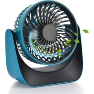 Wentylatory - Wentylator biurkowy, przenośny wentylator biurkowy, cichy wentylator, regulowany w zakresie 360°, odpowiedni do domu lub biura, w podróży, niebieski - miniaturka - grafika 1