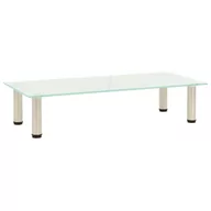 Szafki RTV - vidaXL Stojak pod TV, 80x35x17 cm, hartowane szkło mrożone - miniaturka - grafika 1