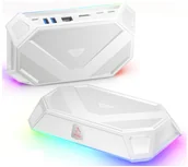 Huby USB - JSAUX HUB 8w1 USB-C HDMI 2.0 4K 60Hz Ethernet RJ45 Gigabit PD PowerDelivery RGB HB0801 Biały - miniaturka - grafika 1