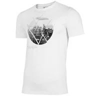 Koszulki męskie - T-SHIRT MĘSKI 4F H4L21-TSM023 BIAŁY-M - miniaturka - grafika 1