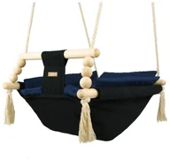 Leżaczki i huśtawki - Leżaczek bujak bujaczek hamak hamaczek huśtawka kołyska z kołderką (czarny, granatowy) - miniaturka - grafika 1