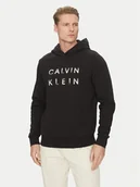 Bluzy męskie - Calvin Klein Bluza Enlarged Logo K10K114261 Czarny Regular Fit - miniaturka - grafika 1
