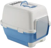 Kuwety dla kotów - Cathy Clever & Smart closed toilet 58x45x48cm white/blue 8003507987142 - miniaturka - grafika 1