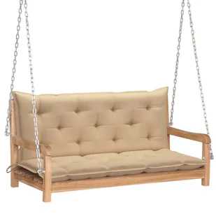 vidaXL Lumarko Huśtawka ogrodowa z beżową poduszką, 120 cm, drewno tekowe 3062868 - Huśtawki - miniaturka - grafika 1