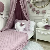 Koce i narzuty dla dzieci - PIKOWANA NARZUTA 140x200cm CIEMNA LAWENDA Z FALBANĄ - miniaturka - grafika 1