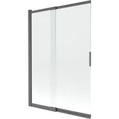 Parawany nawannowe - Mexen Fox parawan nawannowy 2-skrzydłowy przesuwny 120 x 150 cm, transparent, gun gray szczotkowany - 891-120-002-66-00 - miniaturka - grafika 1