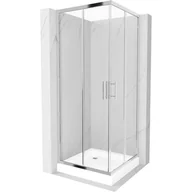 Kabiny prysznicowe - Mexen Rio kabina prysznicowa kwadratowa 80x80 cm, transparent, chrom + brodzik Rio, biały - miniaturka - grafika 1