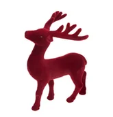 Ozdoby bożonarodzeniowe - Renifer Świąteczny Stojący Czerwony Bordowy Flokowany 21 Cm - miniaturka - grafika 1